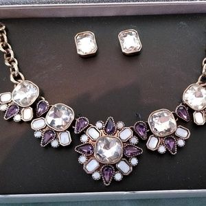 Beautiful Amethyst and Clear Rhinestone Necklace